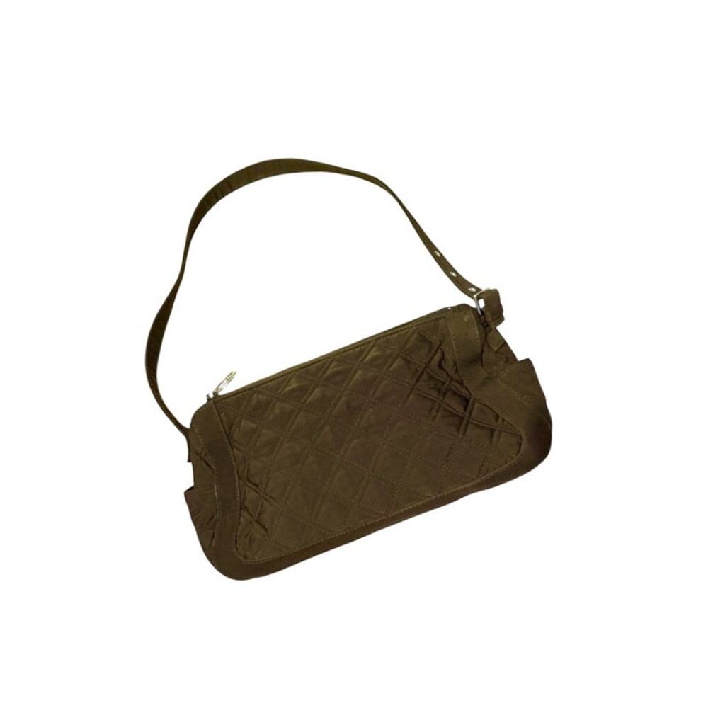 Vera Bradley Purse Brown Quilt Microfiber Shoulder Bag Baguette Adjustable Strap